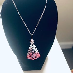 Mother Mary Necklace 18k White Gold Plated